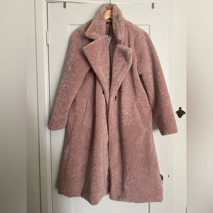 Boohoo Oversized Dusty Pink Faux Fur Coat
